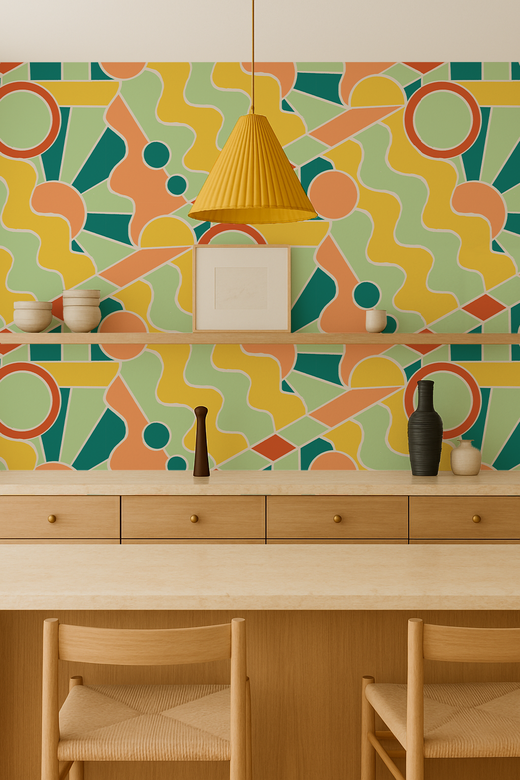 Day Trippin' Wallpaper, mint, blue, yellow and peach - Tampa Home & Garden Store