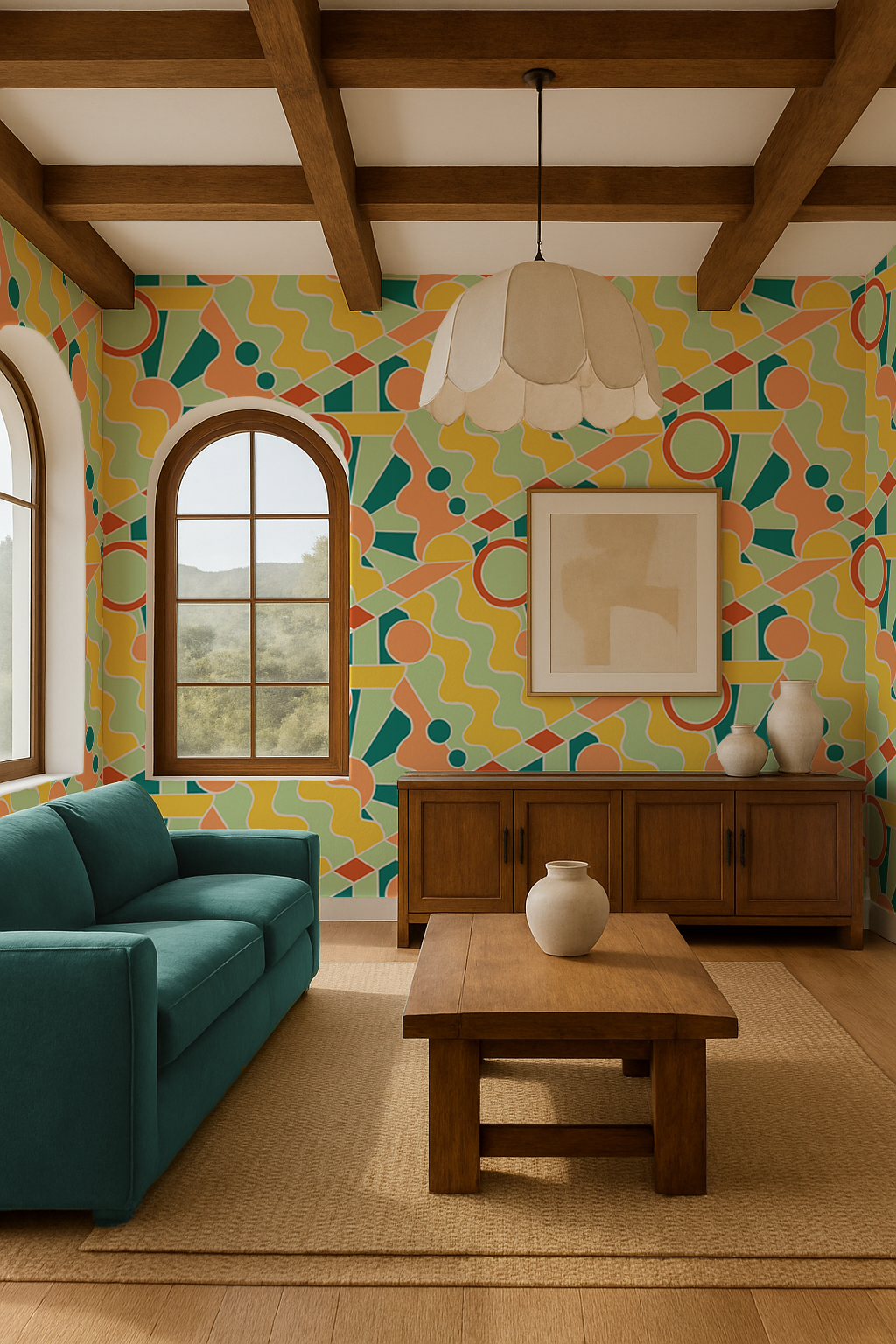 Day Trippin' Wallpaper, mint, blue, yellow and peach - Tampa Home & Garden Store