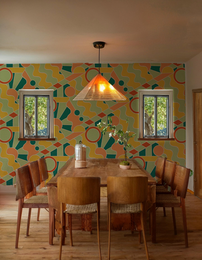Day Trippin' Wallpaper, mint, blue, yellow and peach - Tampa Home & Garden Store