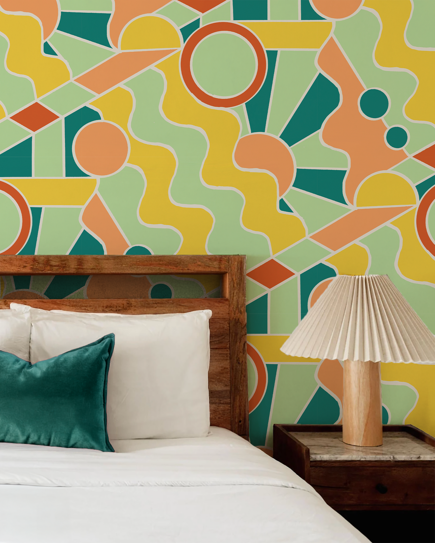 Day Trippin' Wallpaper, mint, blue, yellow and peach - Tampa Home & Garden Store