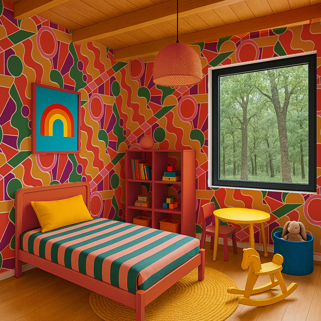 Day Trippin' Wallpaper, purple, red, yellow and green - Tampa Home & Garden Store