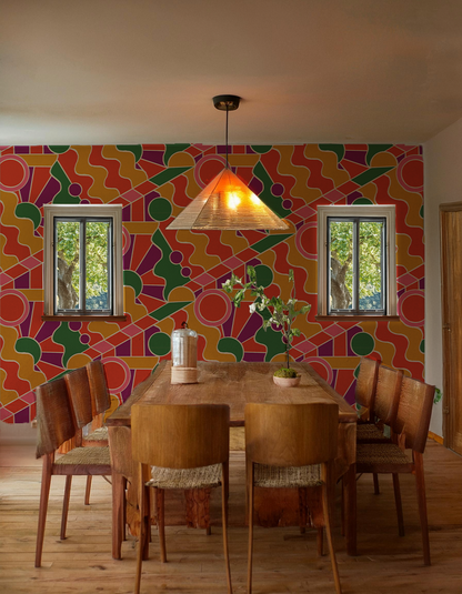 Day Trippin' Wallpaper, purple, red, yellow and green - Tampa Home & Garden Store