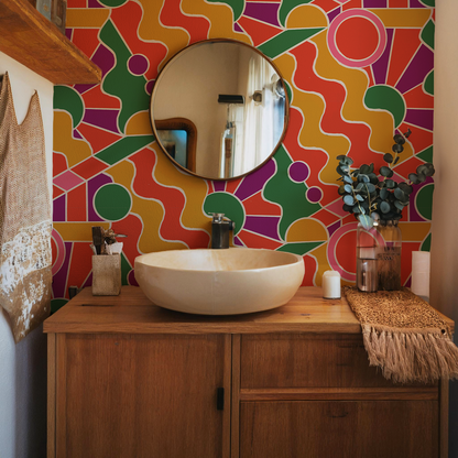 Day Trippin' Wallpaper, purple, red, yellow and green - Tampa Home & Garden Store