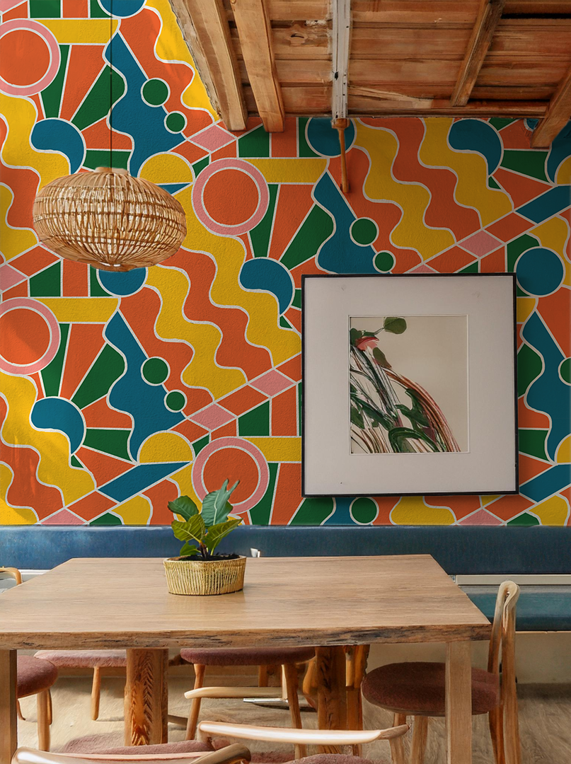 Day Trippin' Wallpaper, yellow, orange, pink and green - Tampa Home & Garden Store