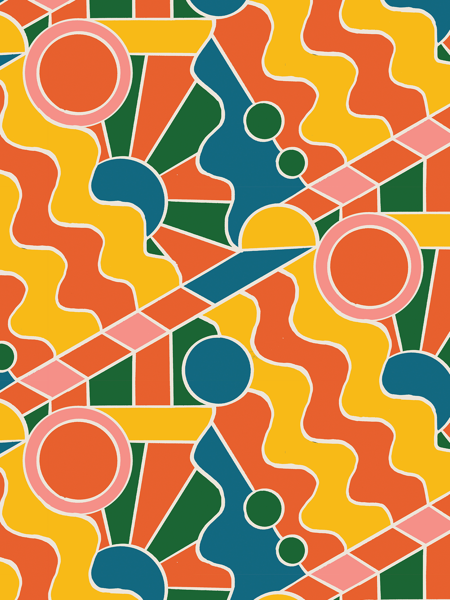 Day Trippin' Wallpaper, yellow, orange, pink and green - Tampa Home & Garden Store