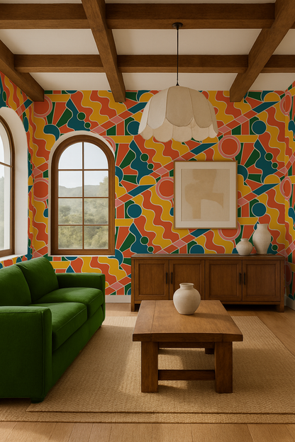 Day Trippin' Wallpaper, yellow, orange, pink and green - Tampa Home & Garden Store