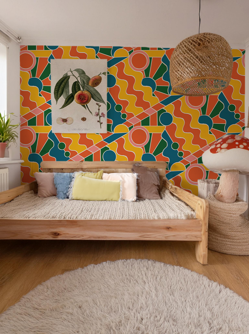 Day Trippin' Wallpaper, yellow, orange, pink and green - Tampa Home & Garden Store