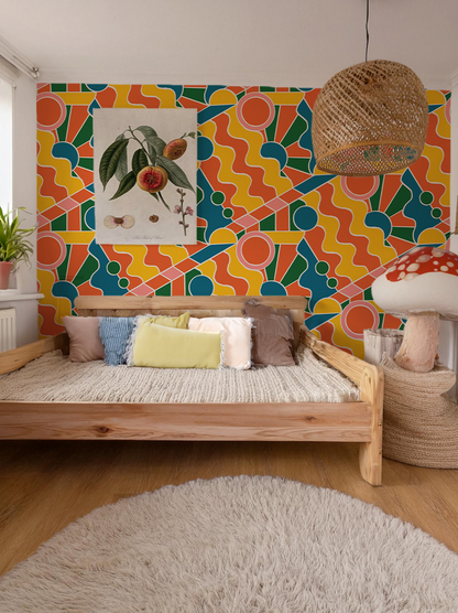 Day Trippin' Wallpaper, yellow, orange, pink and green - Tampa Home & Garden Store