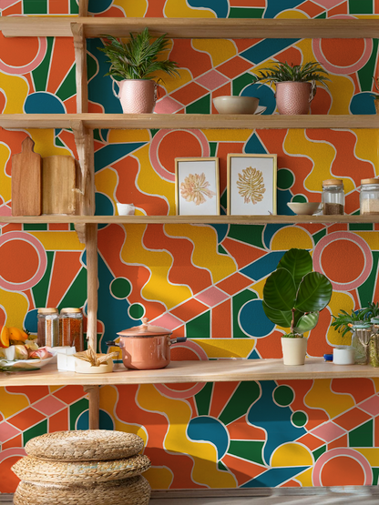 Day Trippin' Wallpaper, yellow, orange, pink and green - Tampa Home & Garden Store