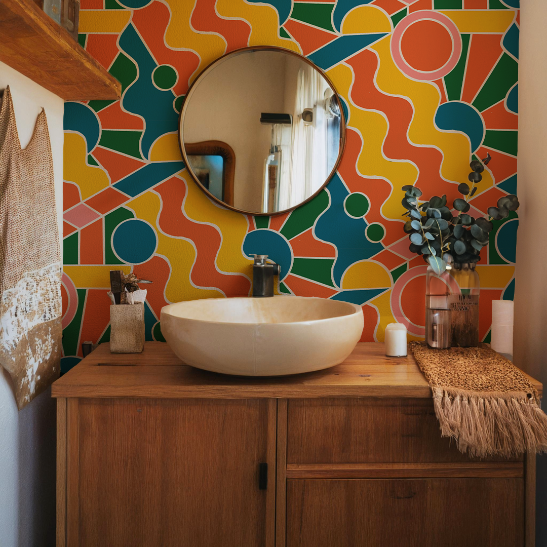 Day Trippin' Wallpaper, yellow, orange, pink and green - Tampa Home & Garden Store