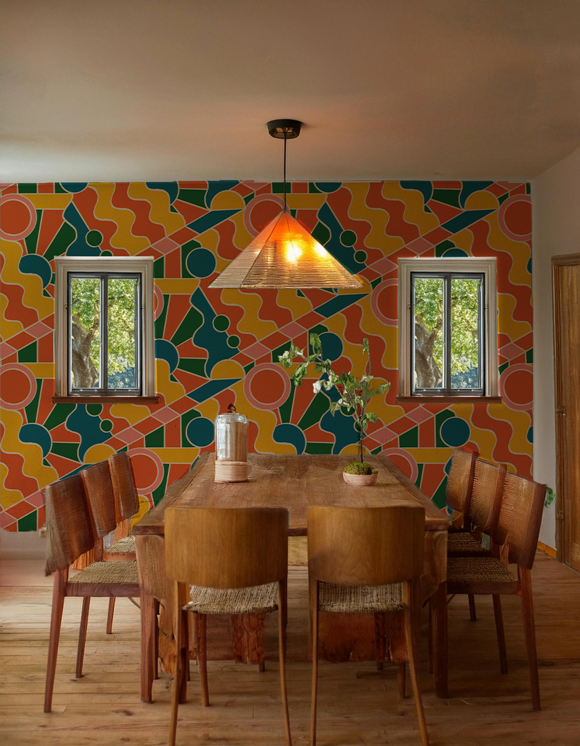 Day Trippin' Wallpaper, yellow, orange, pink and green - Tampa Home & Garden Store