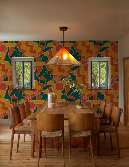 Day Trippin' Wallpaper, yellow, orange, pink and green - Tampa Home & Garden Store