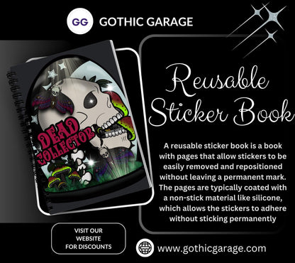 Dead Collector Reusable Sticker Book -  9x6 Album for Organizing your Oddities & Curiosities Stickers, Choose Glossy or Holographic - Tampa Home & Garden Store