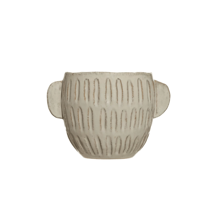 Debossed Glazed Stoneware Planter - Tampa Home & Garden Store