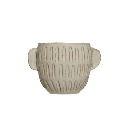 Debossed Glazed Stoneware Planter - Tampa Home & Garden Store
