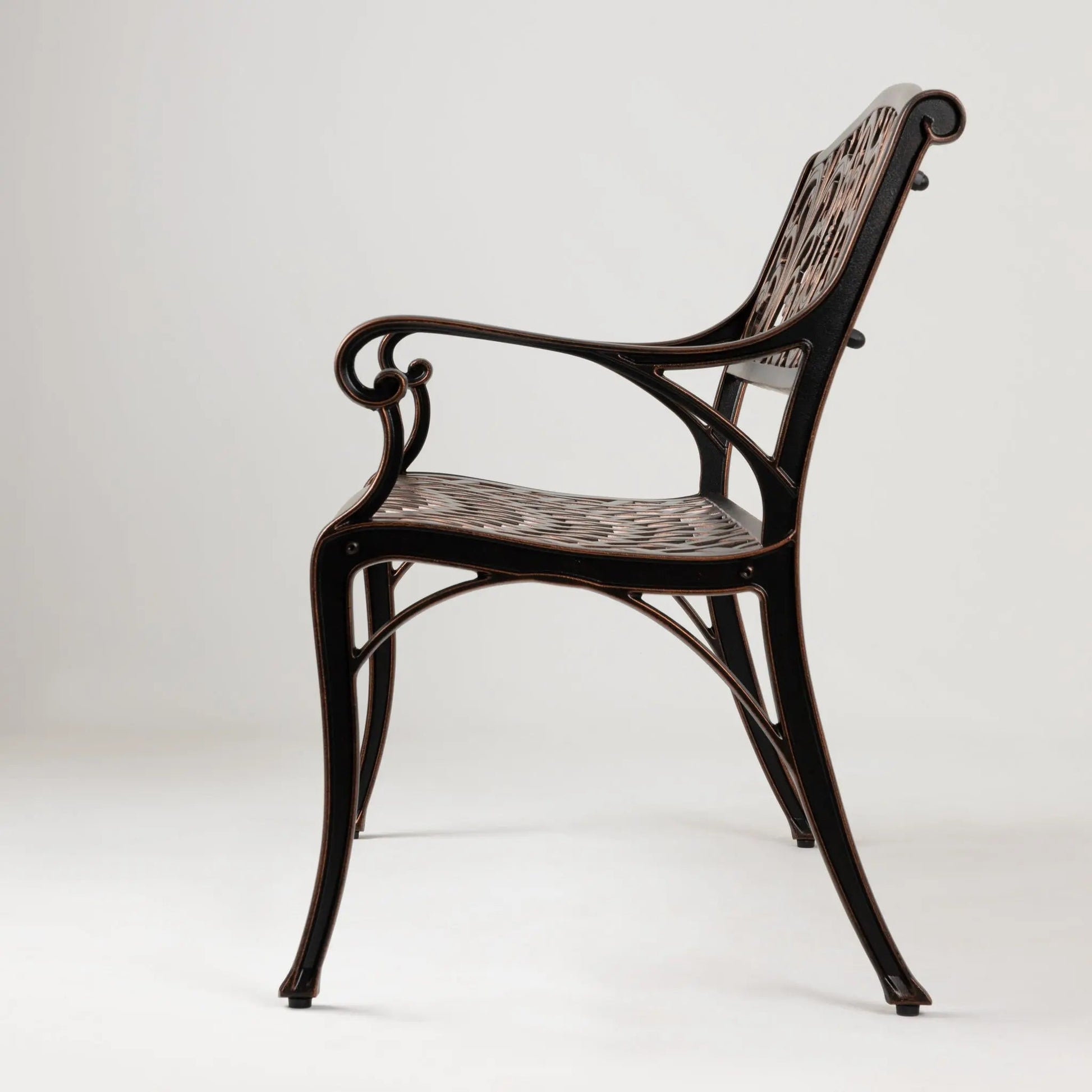 Decatur Aluminum Patio Bench antique bronze with lattice back on Tampa Home & Garden Store