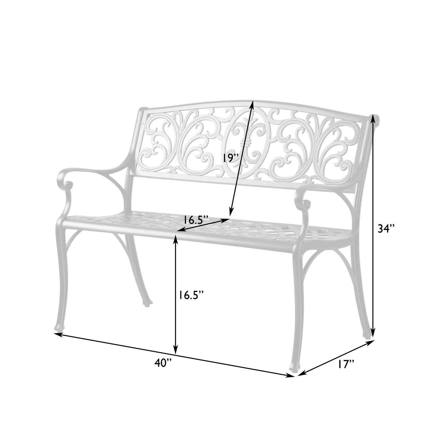 Decatur Aluminum Patio Bench antique bronze finish outdoor bench with ornate scrollwork on Tampa Home & Garden Store