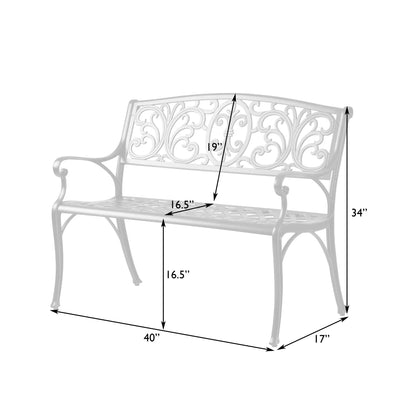 Decatur Aluminum Patio Bench antique bronze finish outdoor bench with ornate scrollwork on Tampa Home & Garden Store