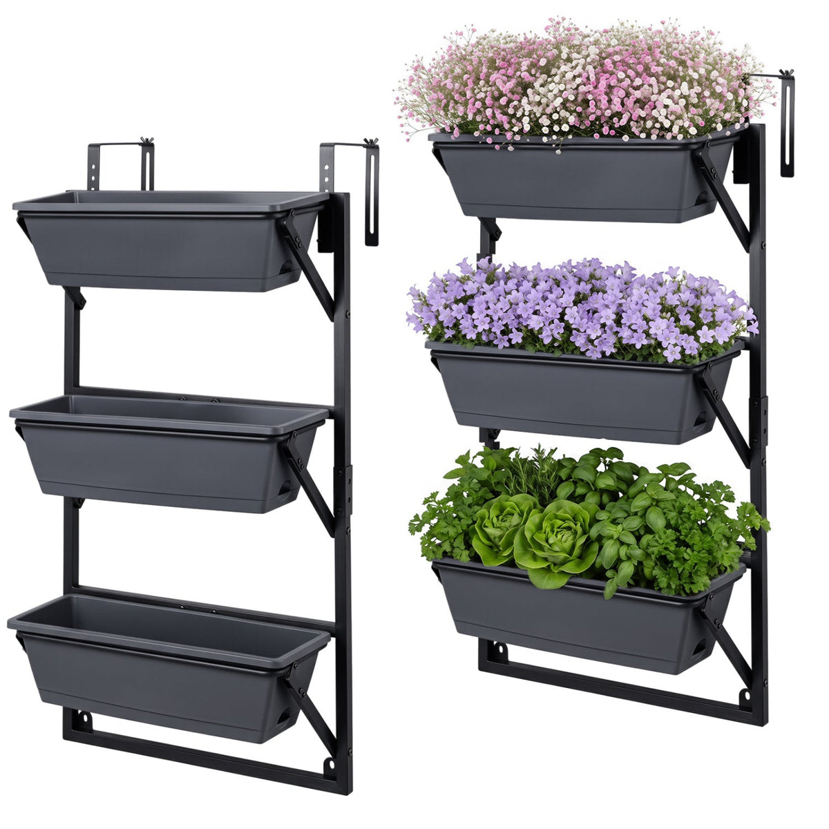 Deck railing planter box by DirectDeals 3-tier adjustable with six planters blooms and herbs on Tampa Home & Garden Store