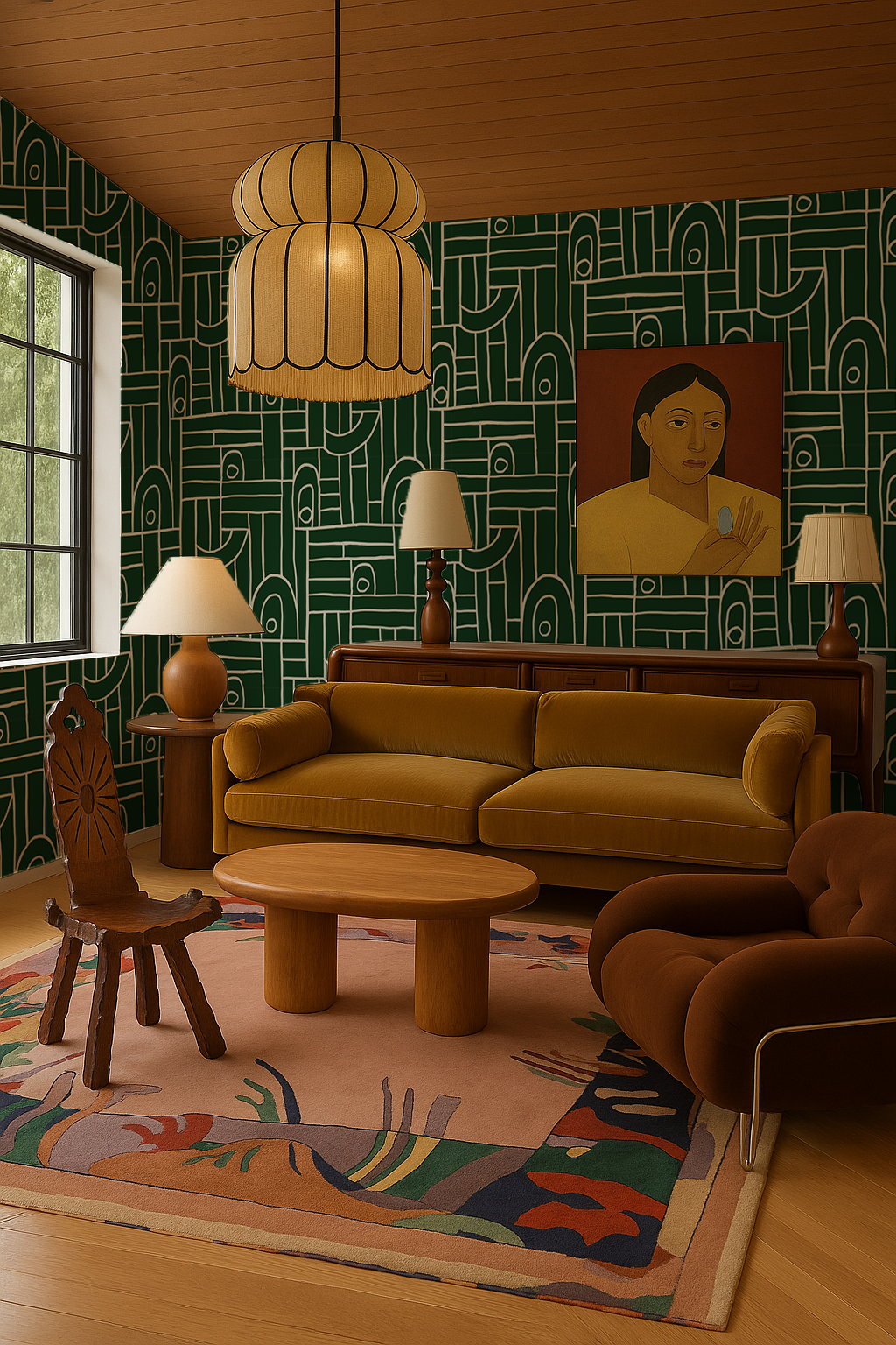 Deco Tile Wallpaper, green & white - Tampa Home & Garden Store