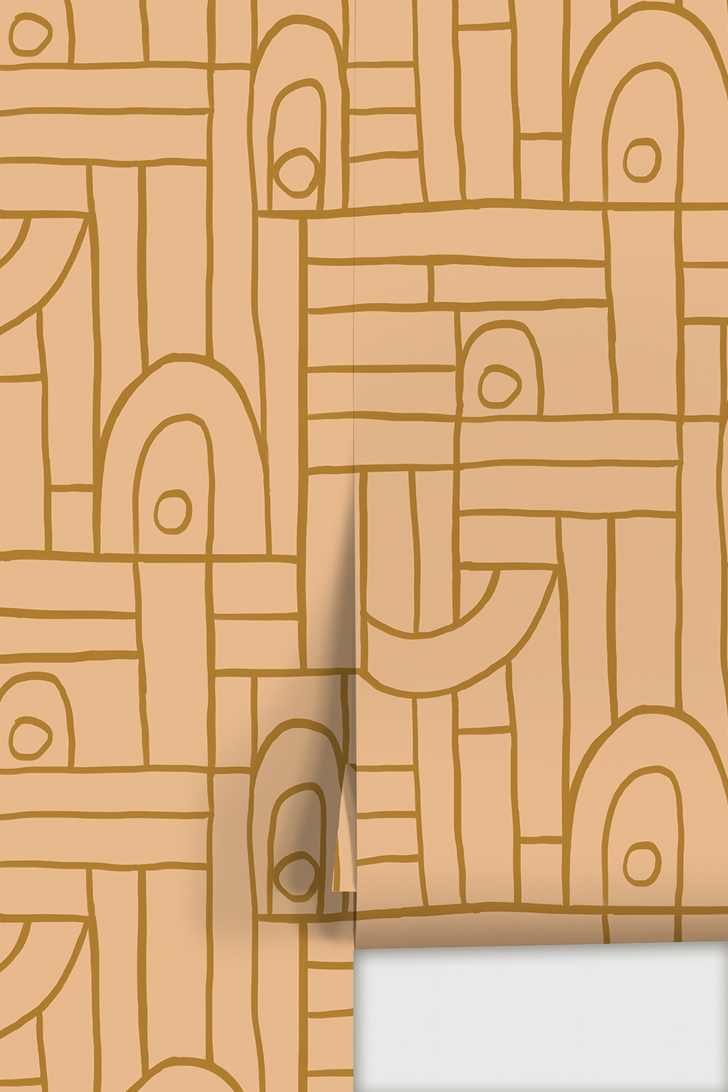 Deco Tile Wallpaper, peach and mustard - Tampa Home & Garden Store