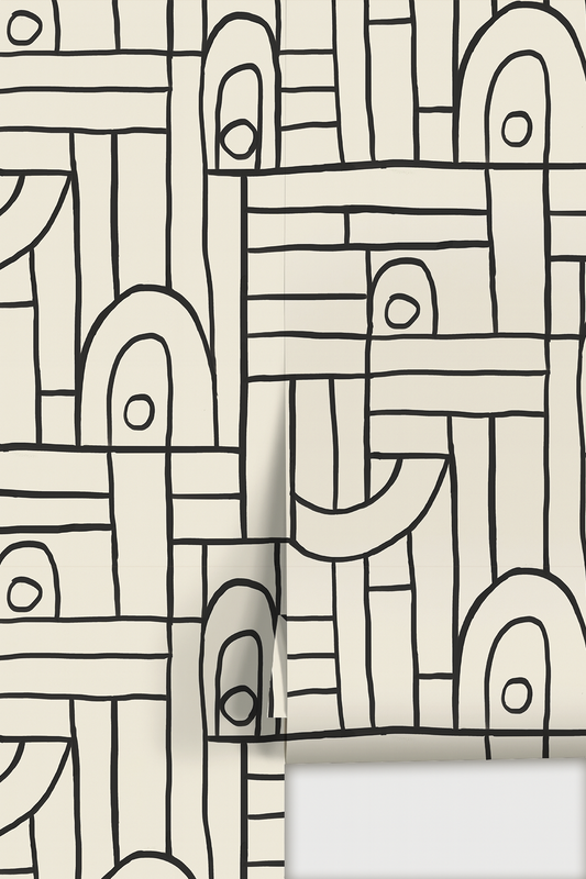 Deco Tile Wallpaper, white and black - Tampa Home & Garden Store
