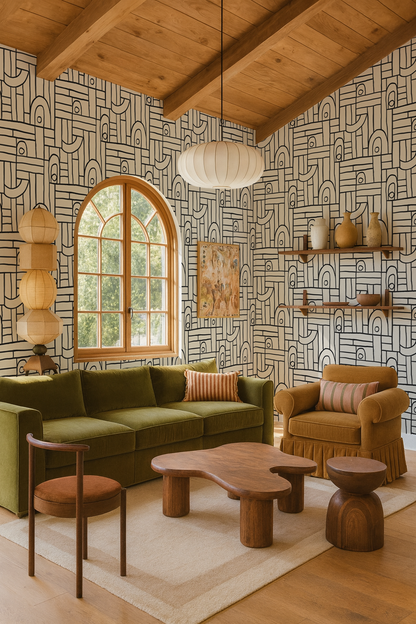 Deco Tile Wallpaper, white and black - Tampa Home & Garden Store