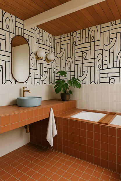 Deco Tile Wallpaper, white and black - Tampa Home & Garden Store