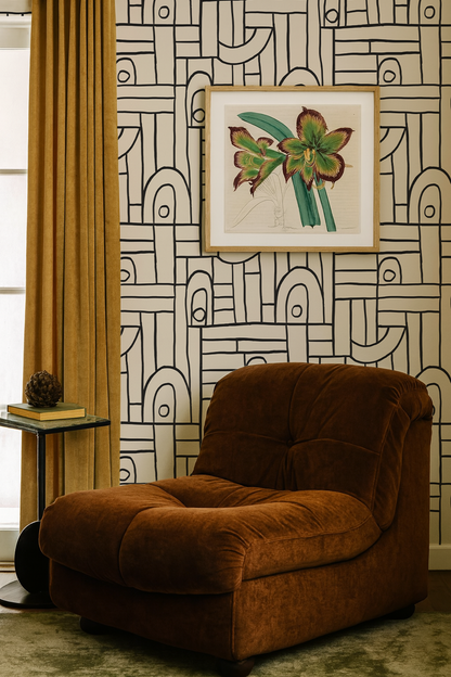 Deco Tile Wallpaper, white and black - Tampa Home & Garden Store