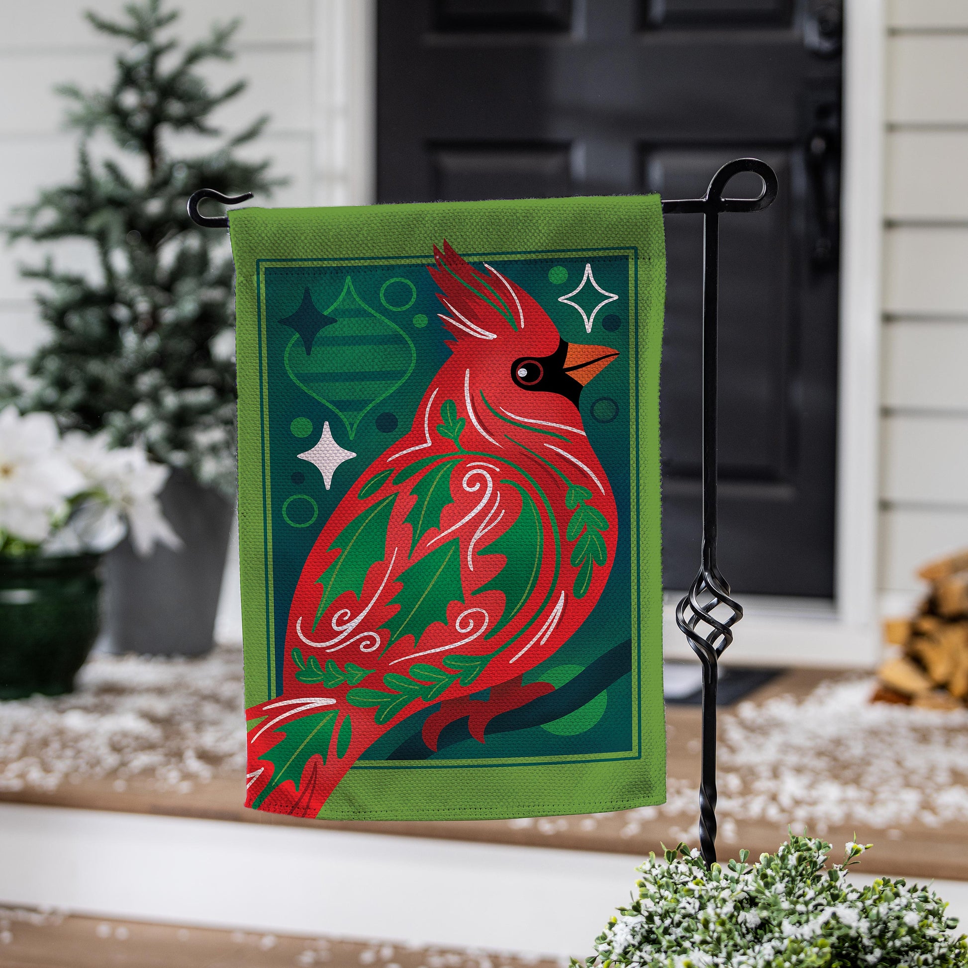 Decorated Cardinal Burlap Garden Flag - Tampa Home & Garden Store