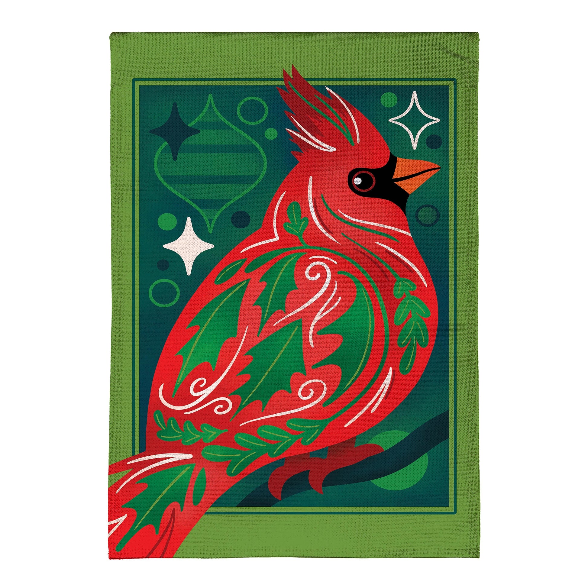 Decorated Cardinal Burlap House Flag - Tampa Home & Garden Store