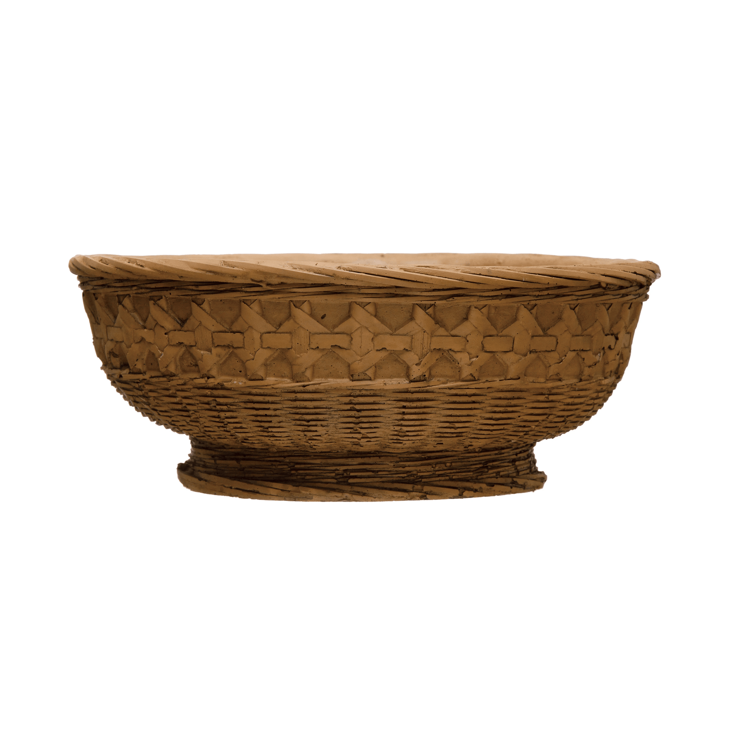 Decorative Debossed Cement Bowl / Planter, Woven Design - Tampa Home & Garden Store