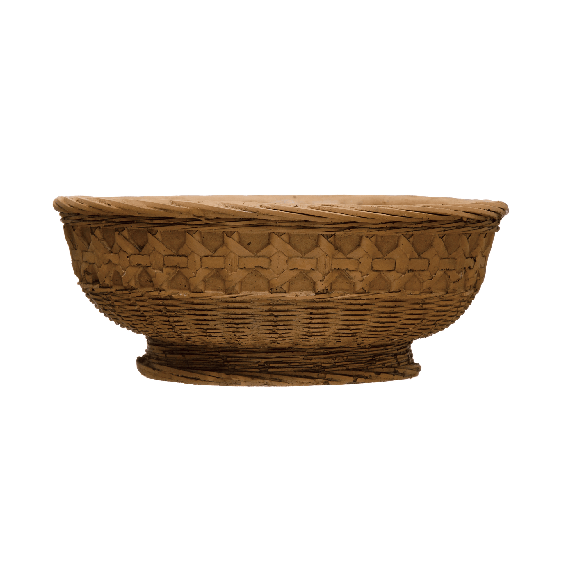 Decorative Debossed Cement Bowl / Planter, Woven Design - Tampa Home & Garden Store