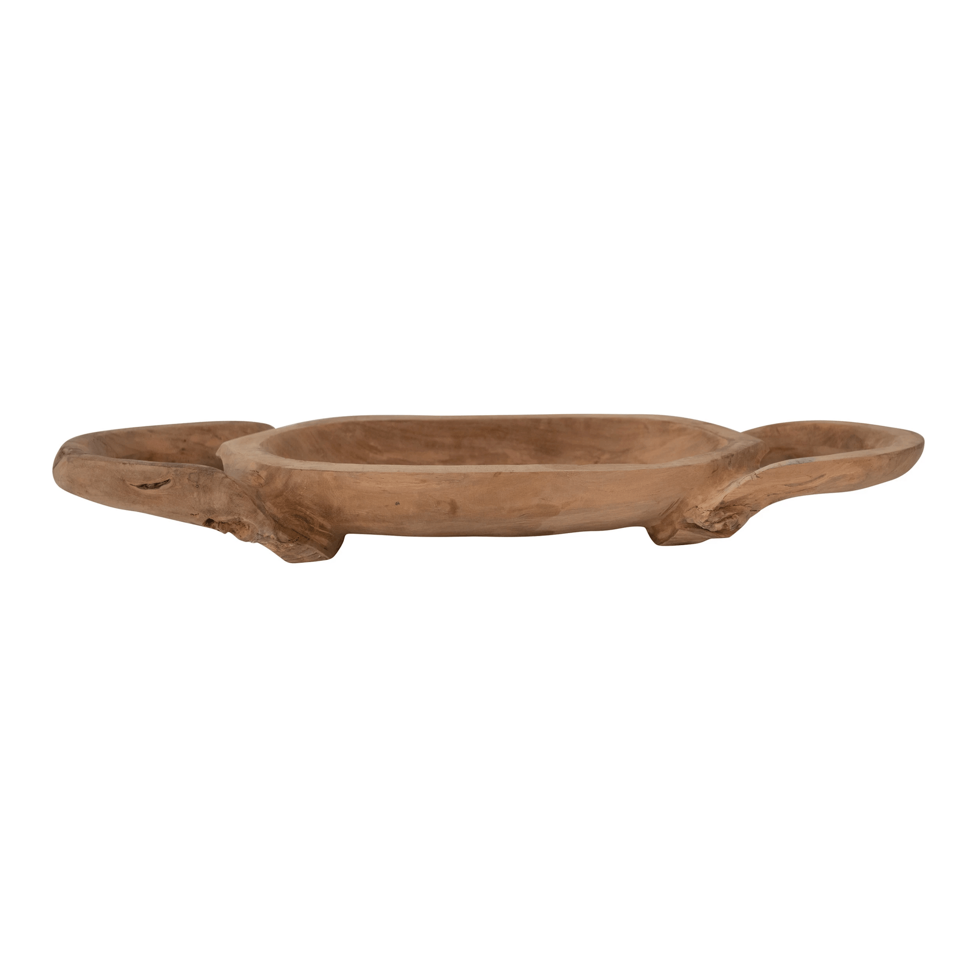 Decorative Hand-Carved Teakwood Tray with Handles - Tampa Home & Garden Store