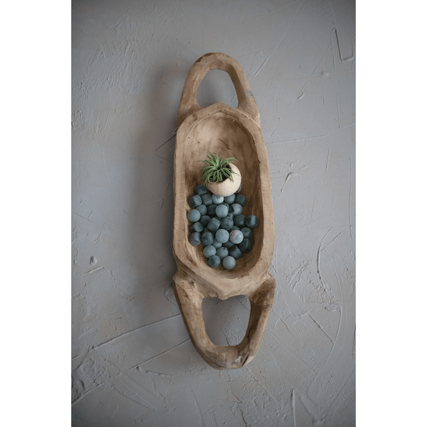 Decorative Hand-Carved Teakwood Tray with Handles - Tampa Home & Garden Store