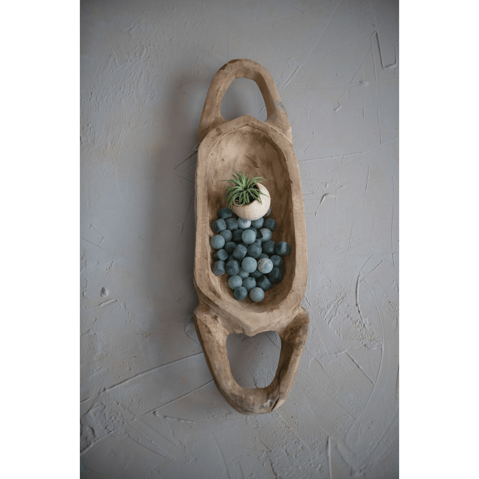 Decorative Hand-Carved Teakwood Tray with Handles - Tampa Home & Garden Store