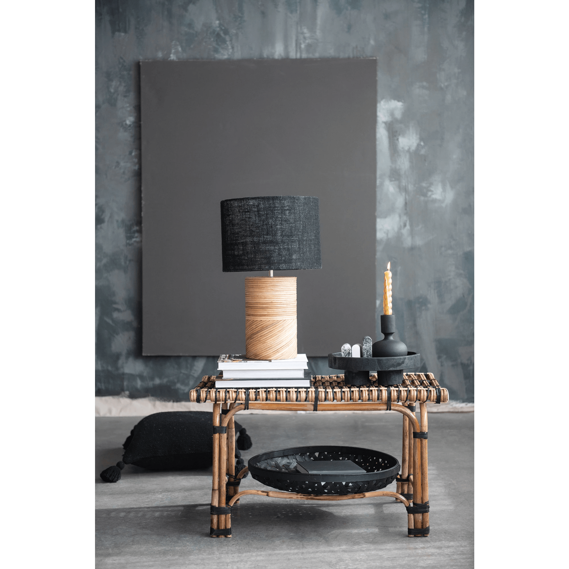 Decorative Paulownia Wood Footed Tray, Black - Tampa Home & Garden Store