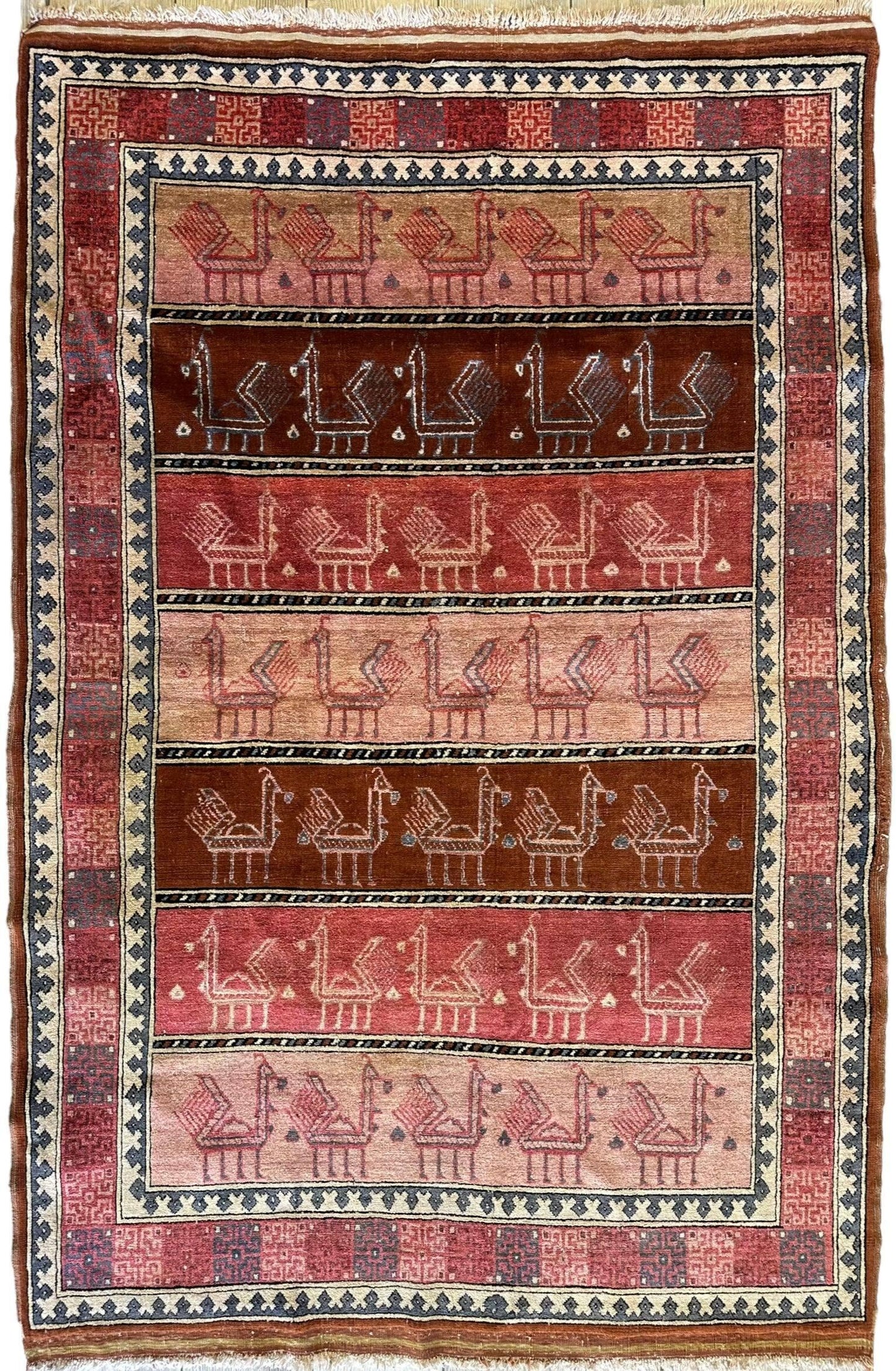 Decorative Silk Afghani Rug mid 20th Century 3’10”X5’10” - Tampa Home & Garden Store