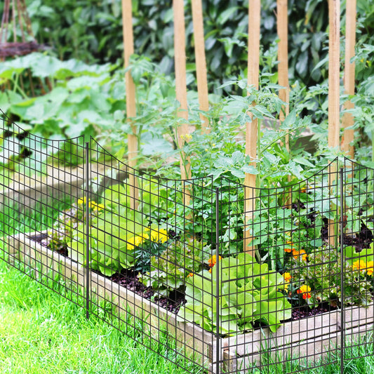 Decorative Garden Fence with 5 Panels and 5 Stakes-Black - Tampa Home & Garden Store