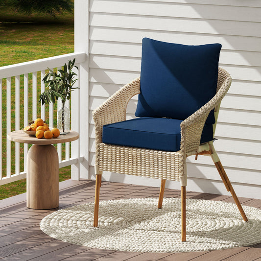 Deep Seat Chair Cushion Pads Set with Rope Belts for Indoor and Outdoor-Blue - Tampa Home & Garden Store