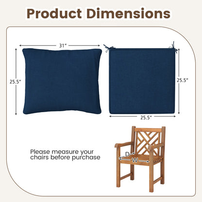 Juego de almohadones profundos para silla con cuerdas para interior y exterior - Azul