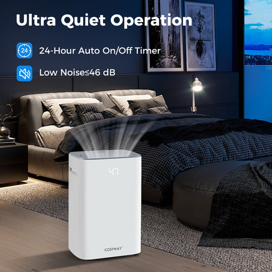 Dehumidifier with Auto Drain or Manual Drainage for Home Basement-White - Tampa Home & Garden Store