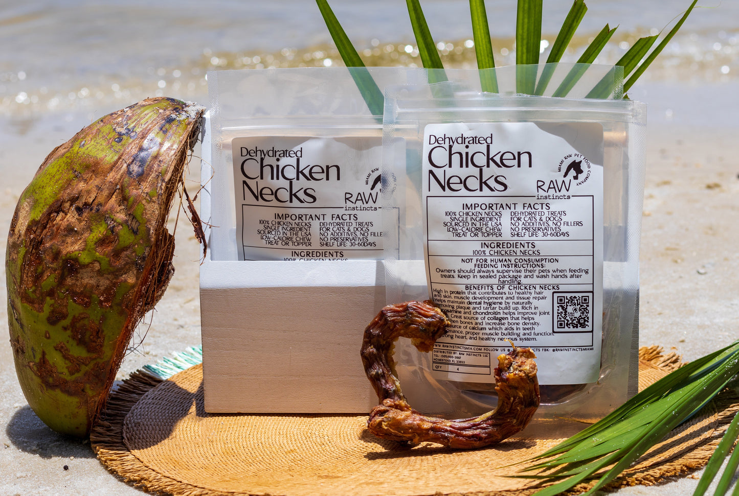 Dehydrated Chicken Necks for Cats & Dogs — 100% USA Sourced | Raw Instincts Florida | 4 Count - Tampa Home & Garden Store