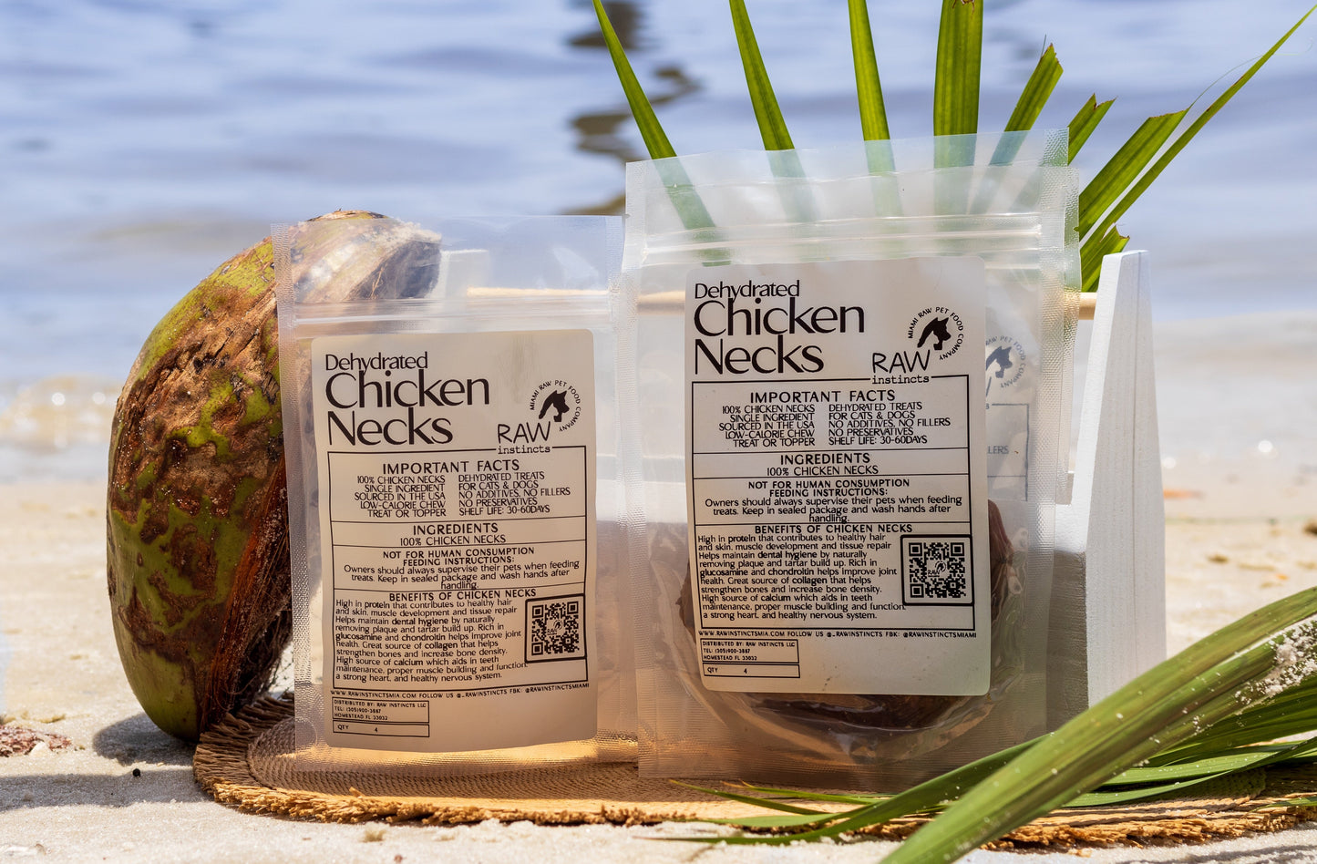 Dehydrated Chicken Necks for Cats & Dogs — 100% USA Sourced | Raw Instincts Florida | 4 Count - Tampa Home & Garden Store