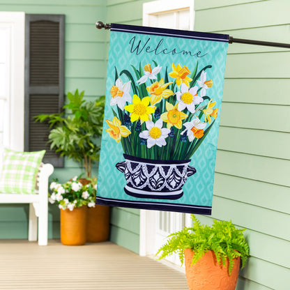 Delft Daffodil Applique House Flag - Tampa Home & Garden Store