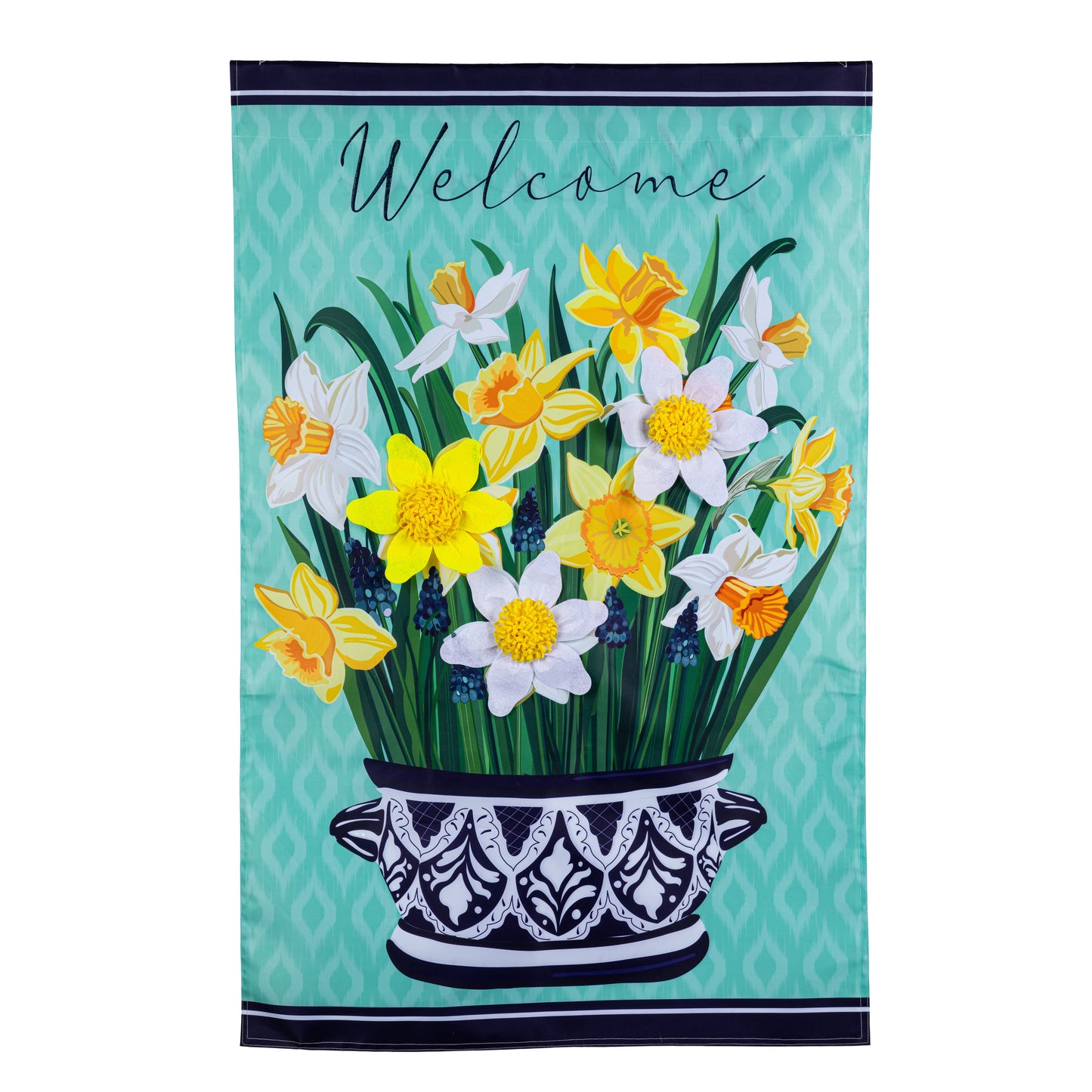 Delft Daffodil Applique House Flag - Tampa Home & Garden Store