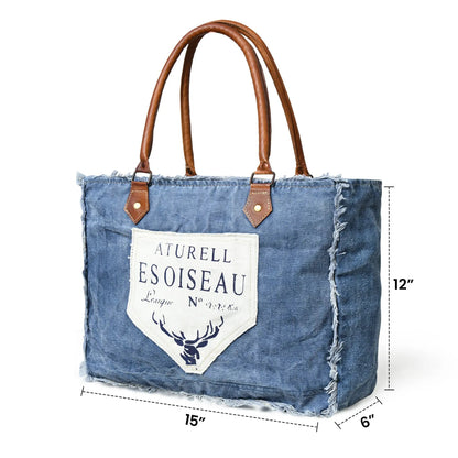 Denim Boho Chic Canvas Shoulder Bag - Tampa Home & Garden Store