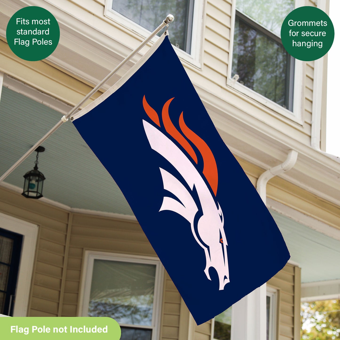 Denver Broncos Single Sided Flag with 2 Grommets, 3'x5' - Tampa Home & Garden Store