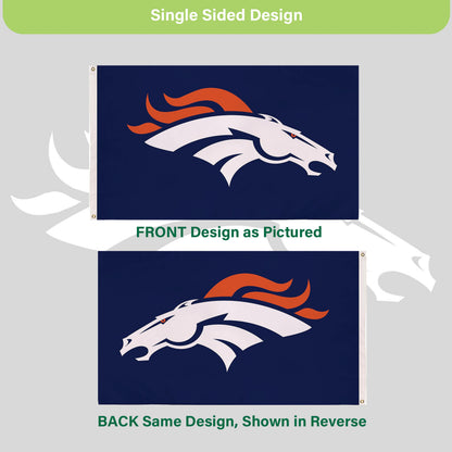 Denver Broncos Single Sided Flag with 2 Grommets, 3'x5' - Tampa Home & Garden Store