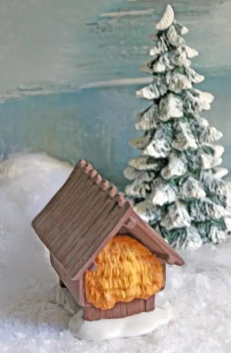 Department 56 Barn with Hay. Brown Roof Barn, Christmas Village Accessory. - Tampa Home & Garden Store